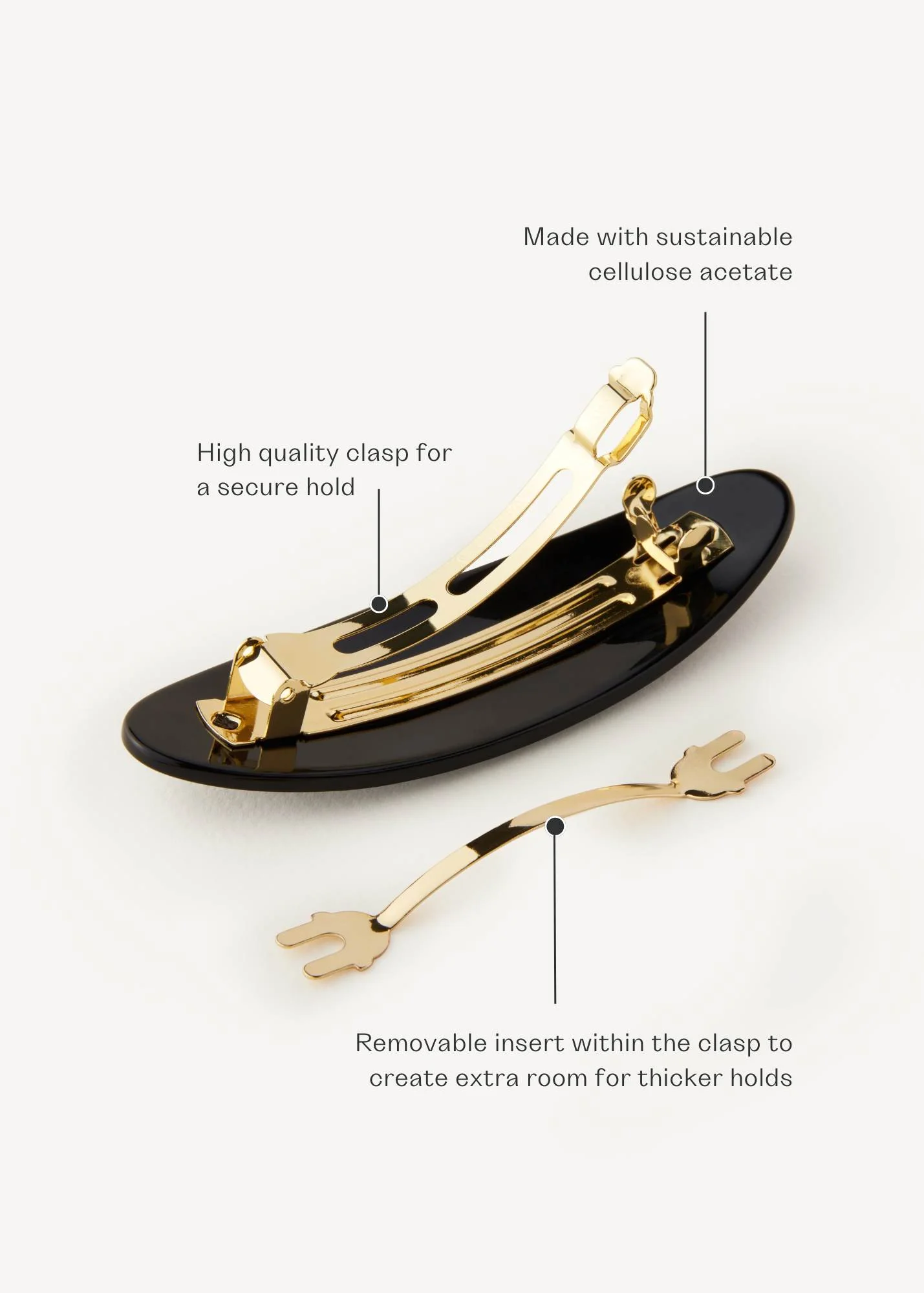 Scallop Barrette in Black - Image 3